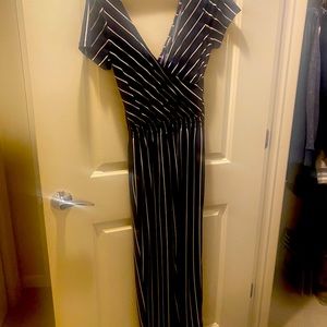 Express Striped Jumpsuit Navy/White